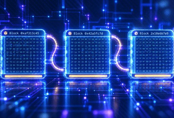 Blockchain network linking secure distributed ledgers